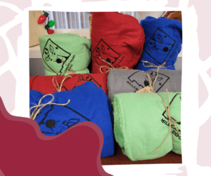 a stack of flyers on a table